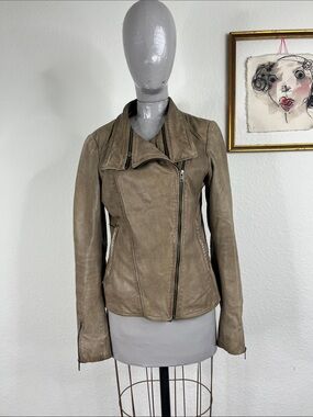 soia & kyo Biker Moto Leather Jacket Asymmetric Zip Collar Jacket